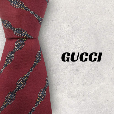 【5689】良品！GUCCI　ネクタイ　レッド系