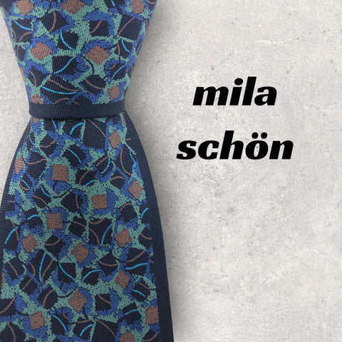 【5480】美品！mila schön　ネクタイ　ネイビー系