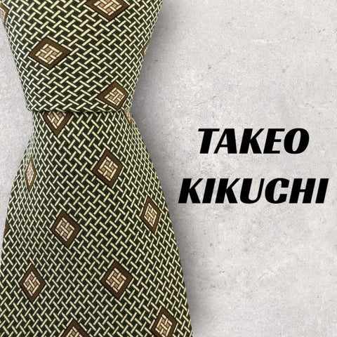 【4981】美品！TAKEO KIKUCHI ネクタイ　カーキ系