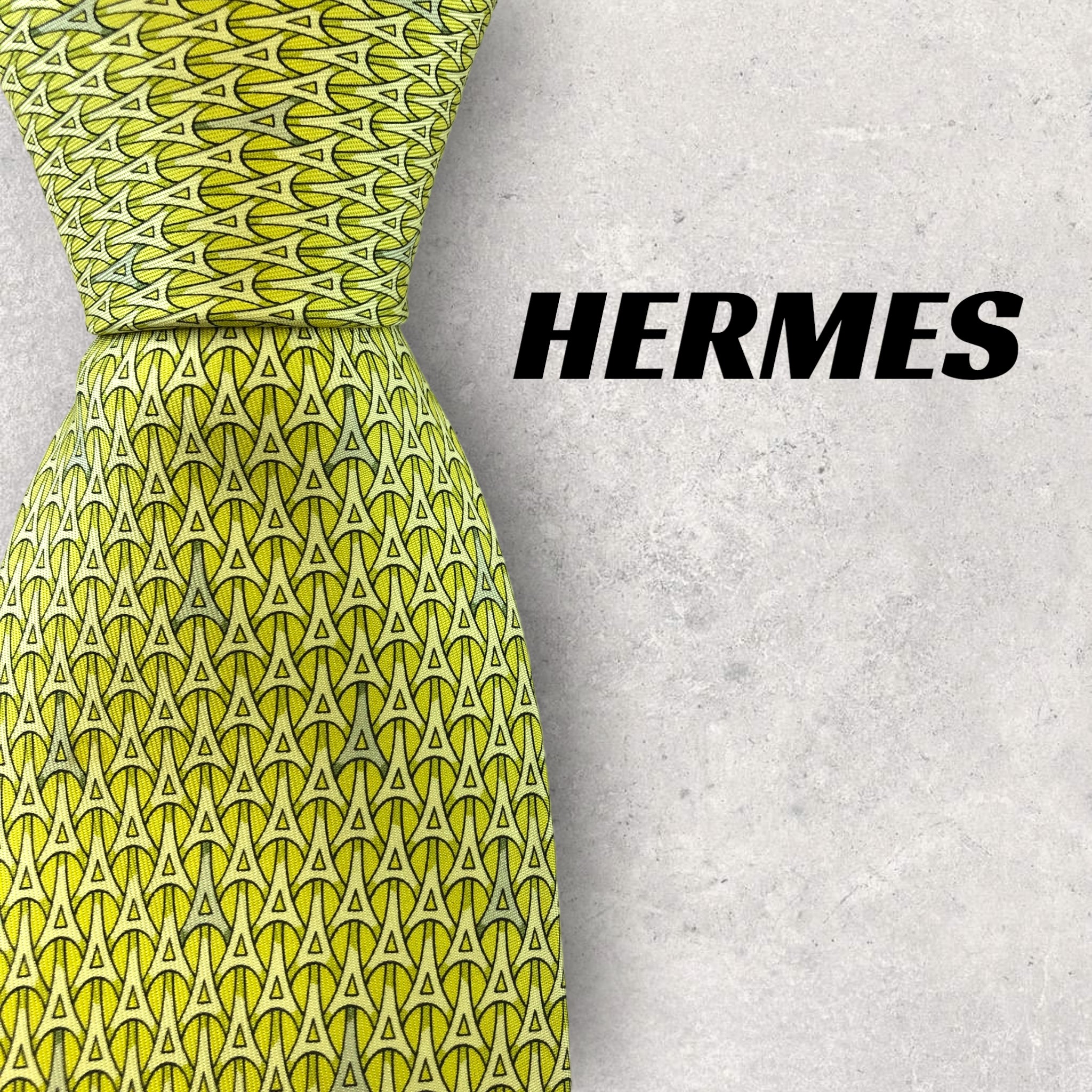 【5394】良品！HERMES　ネクタイ　グリーン系