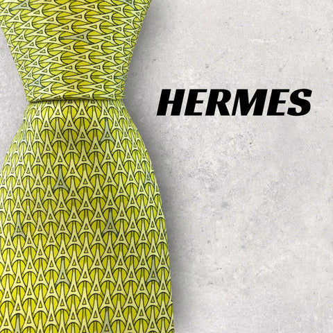 【5394】良品！HERMES　ネクタイ　グリーン系