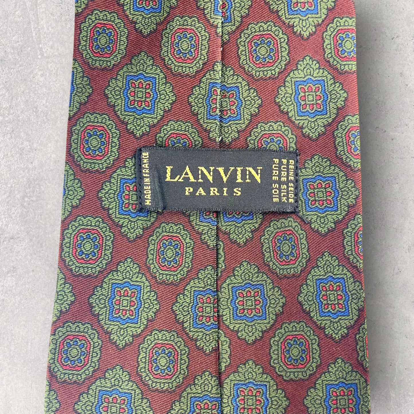 [5276] LANVIN tie, burgundy x green 