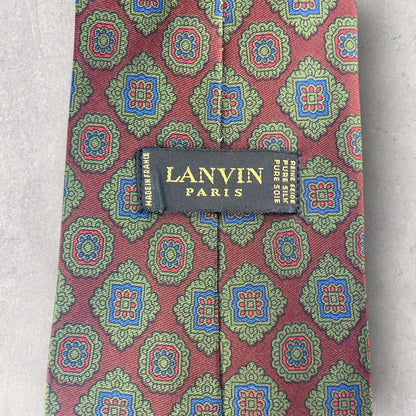 [5276] LANVIN tie, burgundy x green 