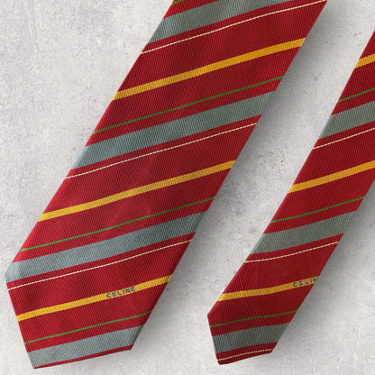 [5758] Beautiful item! CELINE necktie in red stripes 