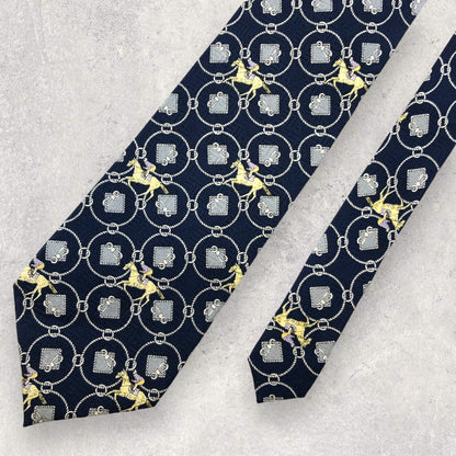 [5473] Beautiful item! Gotairiku tie, blue, horse pattern 