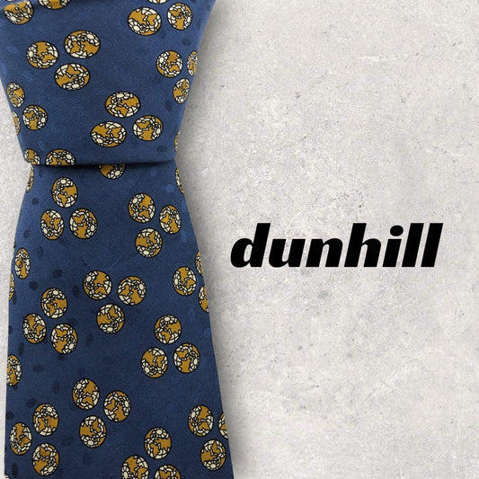 [4536] Good quality! Dunhill tie, navy 