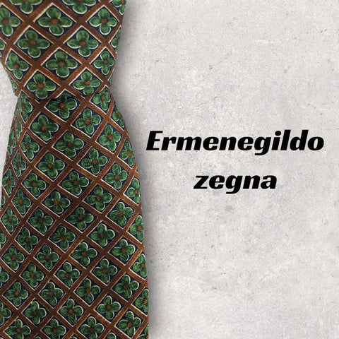 【4489】良品！Ermenegildo zegna ネクタイ　グリーン系