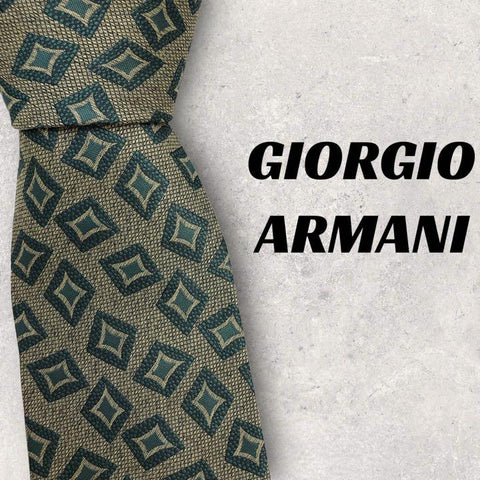 【4217】良品！GIORGIO ARMANI ネクタイ　グリーン系