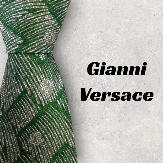 [5315] Good quality! Gianni Versace necktie in green 