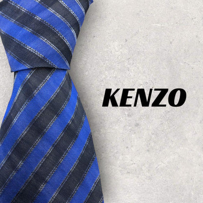 [4977] Good quality! KENZO tie, blue stripes 