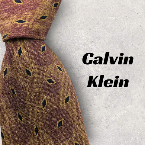 【2467】美品！Calvin Klein カルバンクライン　ネクタイ　ブラウン