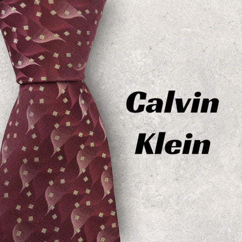 【4983】美品！Calvin Klein ネクタイ　レッド系